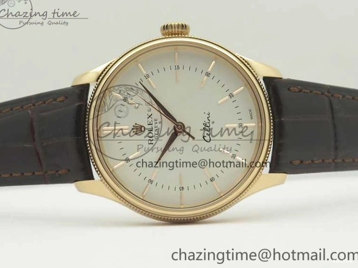 MiroTime 0123 Cellini Time 50509 RG MKF Best Edition White Dial Sticks Marker on Brown Leather Strap A3132 V SoftTouch 3405